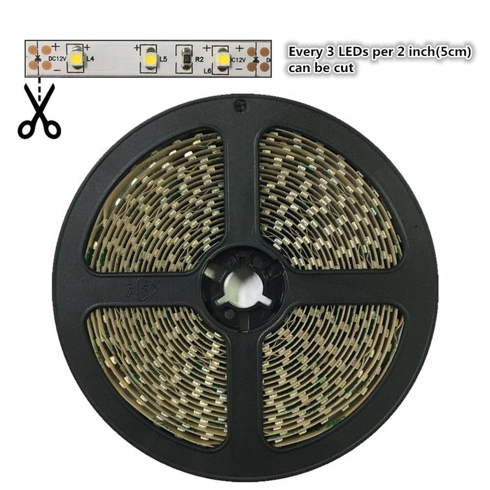 DC12V 5Meter/16.4ft 48W High Intensity Tri-Chip SMD2835 600LEDs 850nm 940nm IR InfraRed Flexible LED Strips White PCB 120LEDs 9.6W Per Meter for Multitouch Screen, Night Light Application