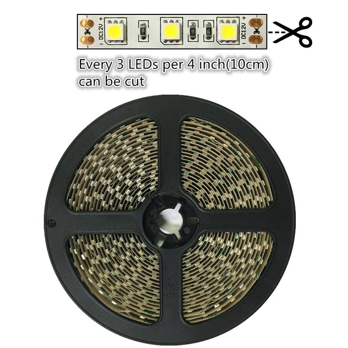 DC12V 5Meter/16.4ft 72W Tri-Chip SMD5050 300LEDs 850nm or 940nm IR InfraRed Flexible LED Strips White PCB 60LEDs 14.4W Per Meter for Multitouch Screen, Night Light Application