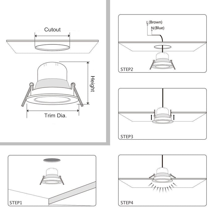 LED Downlight 3W/5W/7W/9W/12W/15W/18W/24W CRI80 COB Fixed Head Flat Diffuser Ceiling Light-DXL Series