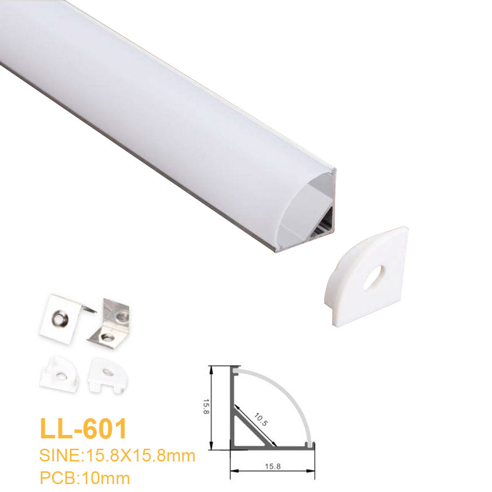 15.8MM*15.8MM Mini V Shape LED Aluminum Profile with Arched White Cover for Corner Mounting LED Strips Lighting