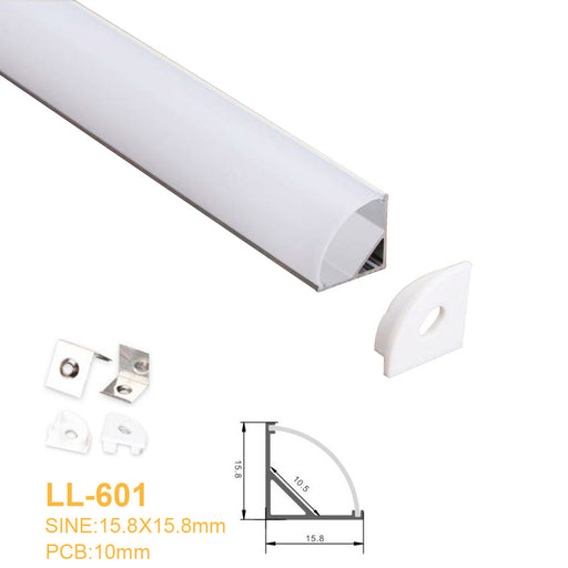 15.8MM*15.8MM Mini V Shape LED Aluminum Profile with Arched White Cover for Corner Mounting LED Strips Lighting