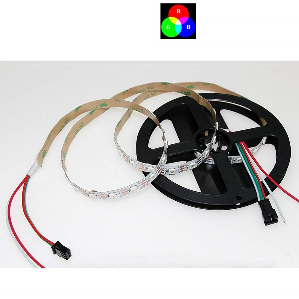 DC 5V SK6812 Individually Addressable LED Strip Light 5050 RGB 16.4 Feet (500cm) 60LED/Meter LED Pixel Flexible Tape White PCB