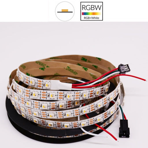 DC 5V SK6812 Individually Addressable LED Strip Light 5050 RGBW 16.4 Feet (500cm) 60LED/Meter LED Pixel Flexible Tape White PCB