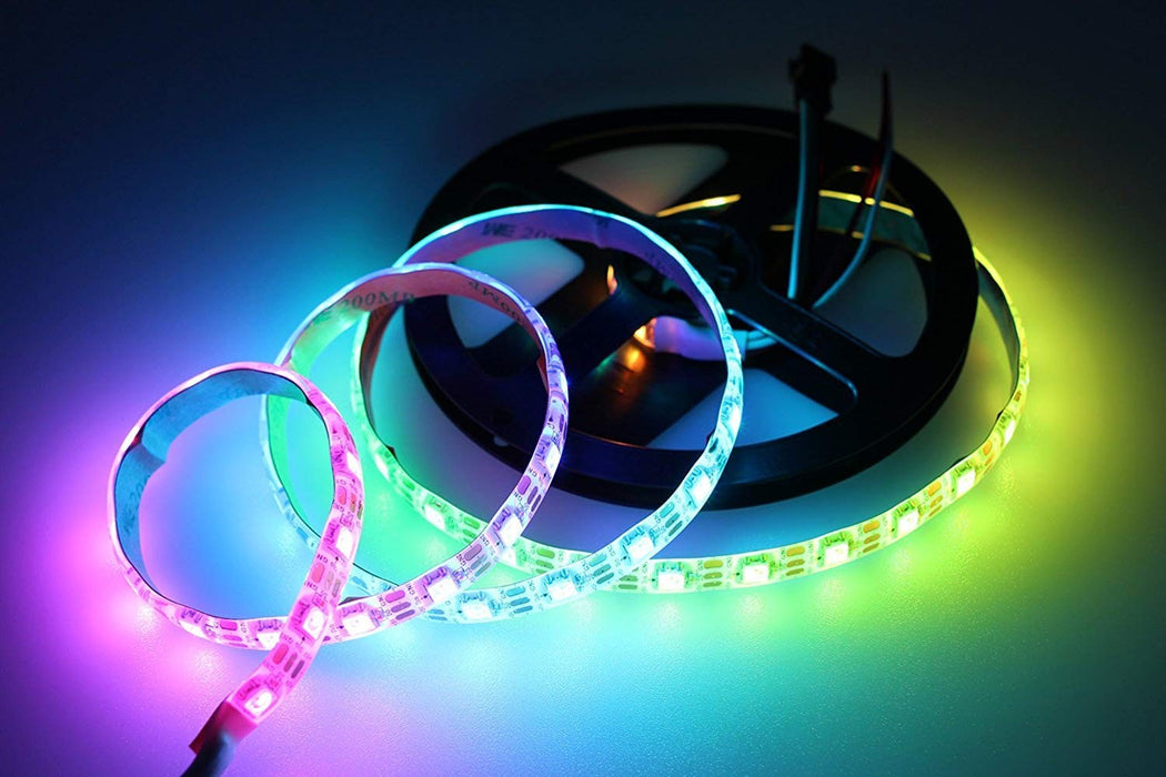 DC 5V SK6812 Individually Addressable LED Strip Light 5050 RGB 16.4 Feet (500cm) 60LED/Meter LED Pixel Flexible Tape White PCB