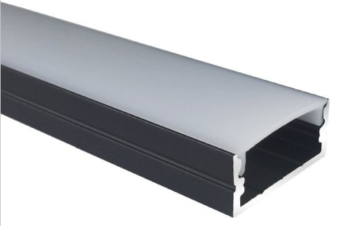 Black U04 10x23mm U-Shape Internal Width 20mm LED Aluminum Channel System with Cover, End Caps and Mounting Clips Aluminum Extrusion for LED Strip Light Installations