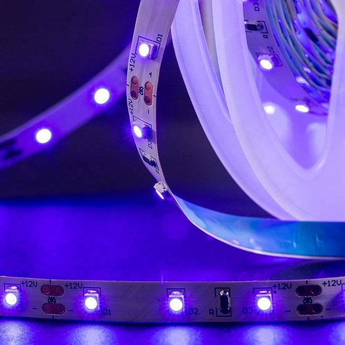 5 Meter (16.4 Feet) UV Ultraviolet 365~395nm SMD2835-300 12VDC 24Watt 60LED/Meter  Flexible LED Strip Lights