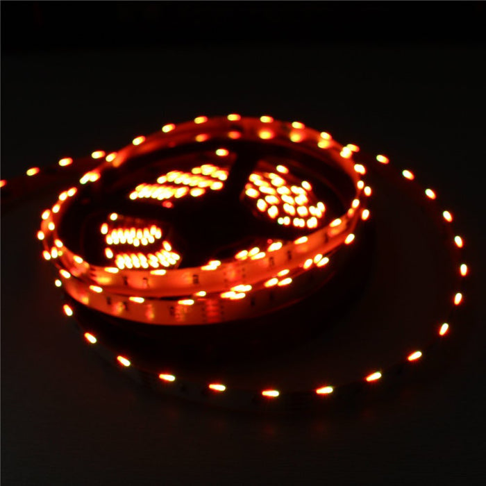 Side Emitting RGB Color Changing LED Strip Lights SMD020 16.4Ft(5M) 300LEDs 60LEDs/M DC12V 14.4W 2.88W/M 10mm White PCB Flexible Ribbon LED Tape with Adhesive Tape