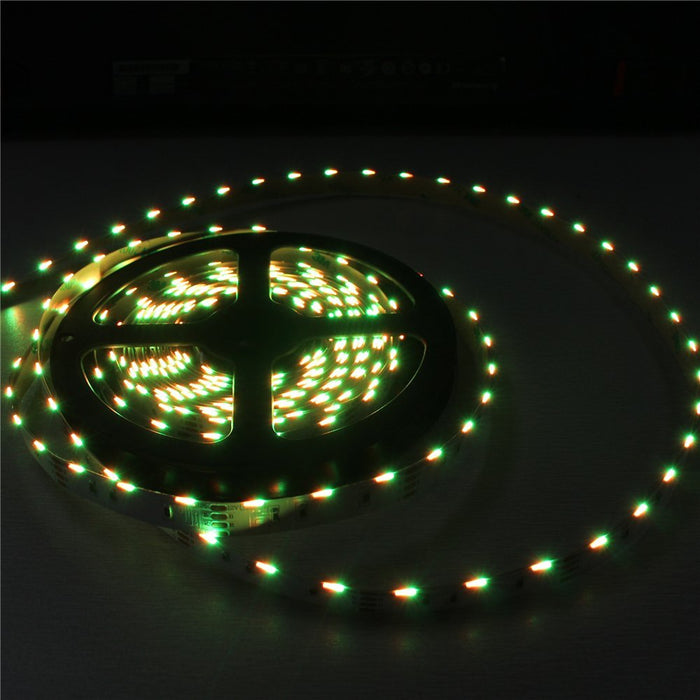 Side Emitting RGB Color Changing LED Strip Lights SMD020 16.4Ft(5M) 300LEDs 60LEDs/M DC12V 14.4W 2.88W/M 10mm White PCB Flexible Ribbon LED Tape with Adhesive Tape