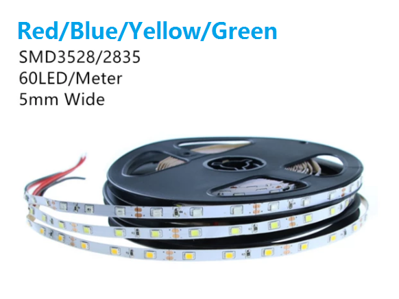 Red/Blue/Greem/Yellow Color Super Slim 5mm Wide White FPCB Background DC 12V Dimmable SMD3528-300 Flexible LED Strips 300 lm Per Meter