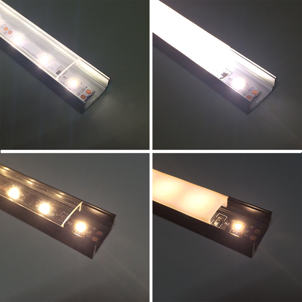 Black U01 9x23mm U-Shape Internal Profile Width 12mm LED Aluminum Chan –  LightingWill
