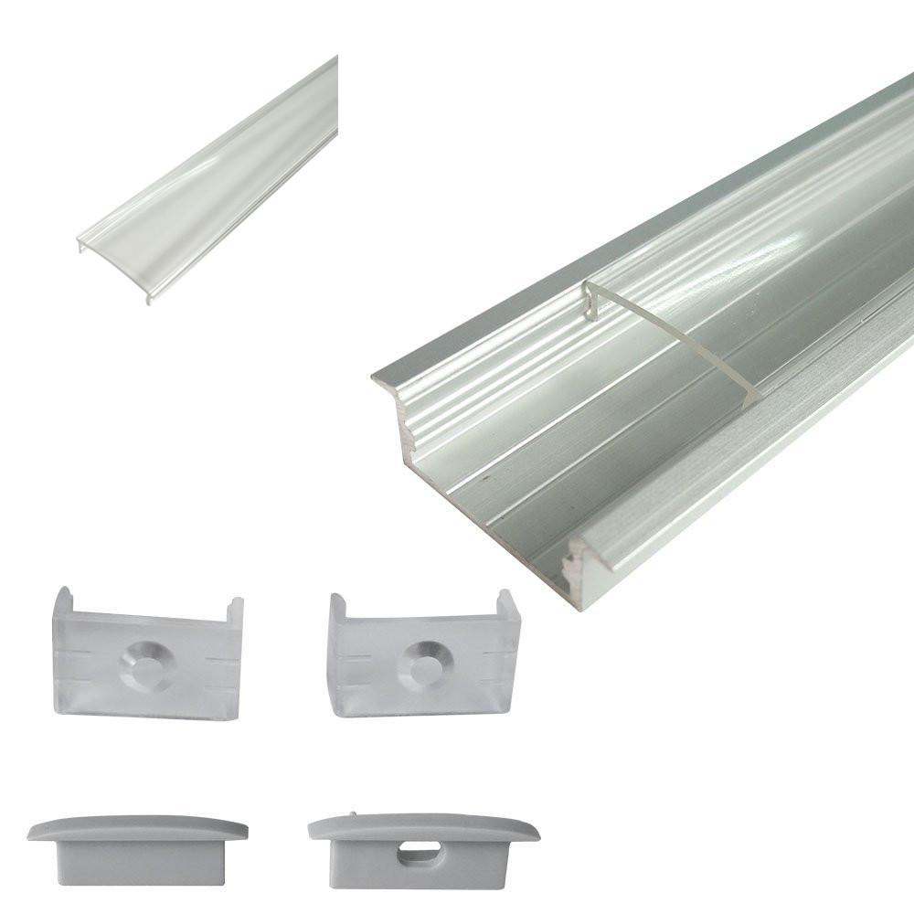 Silver U03 10x30mm U-Shape Internal Width 20mm LED Aluminum Channel System with Cover, End Caps and Mounting Clips Aluminum Profile for LED Strip Light Installations