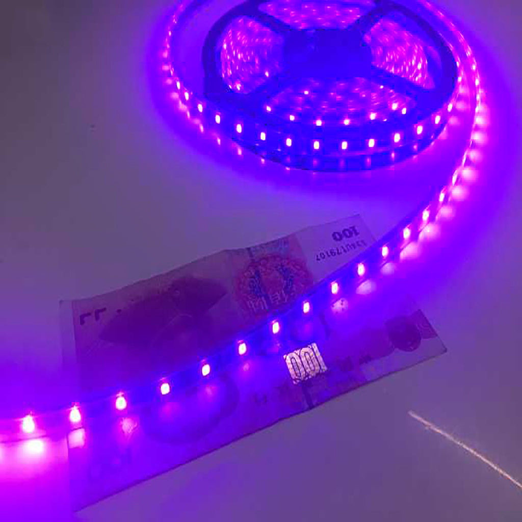 5 Meter (16.4 Feet) UV Ultraviolet 365~395nm SMD2835-600 12VDC 48Watt 120LED/Meter  Flexible LED Strip Lights