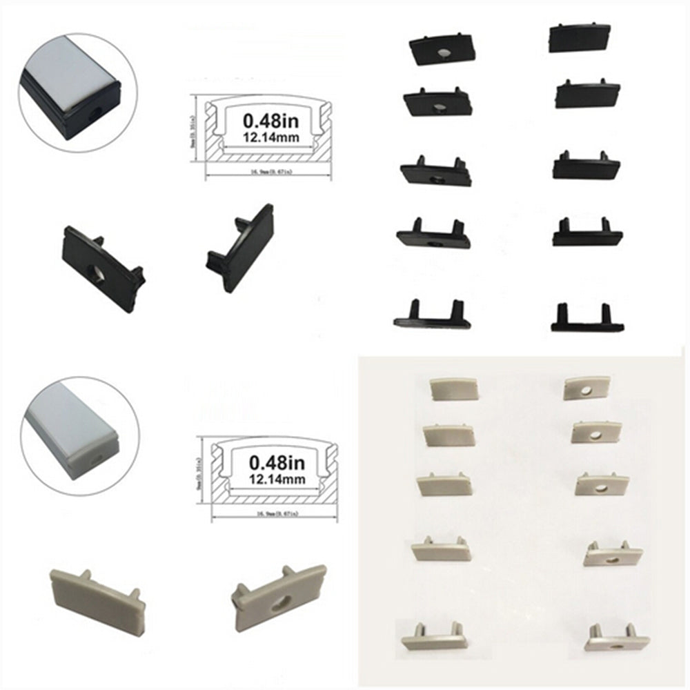10pcs/5 Pair-Pack End Caps for LED Aluminum Channel